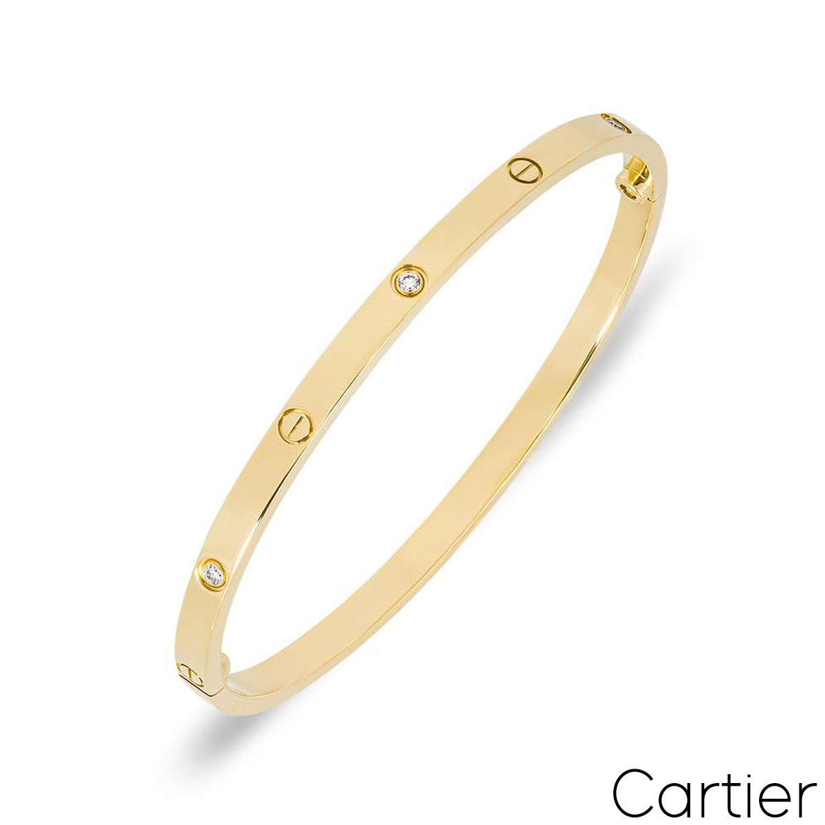 Cartier Yellow Gold Half Diamond SM Love Bracelet Size 19 B6047219